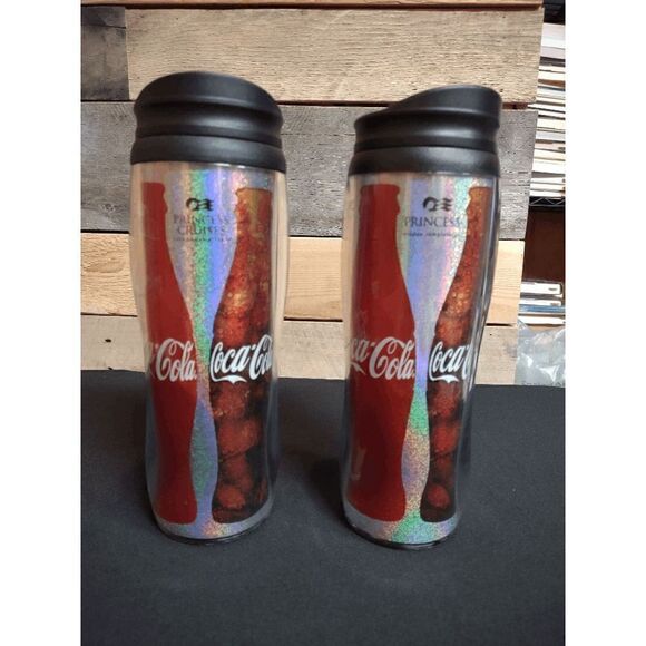 Set of 2 Coca Cola Princess Cruises Insulated 16 oz Tumblers with Lids - Picture 1 of 4